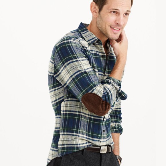 J. Crew Other - J. Crew Plaid Elbow Patch Flannel NWOT